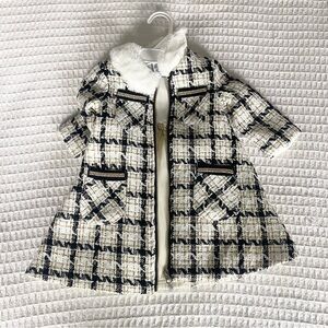 Blueberi boulevard cream dress and tweed overcoat size 18M NWOT